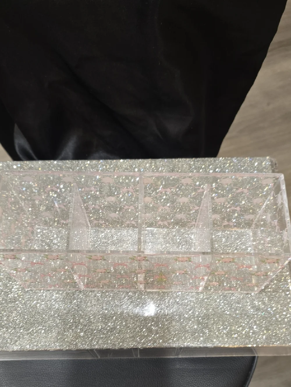 At Home Clear Floral Bows 4-Slot Acrylic Organizer